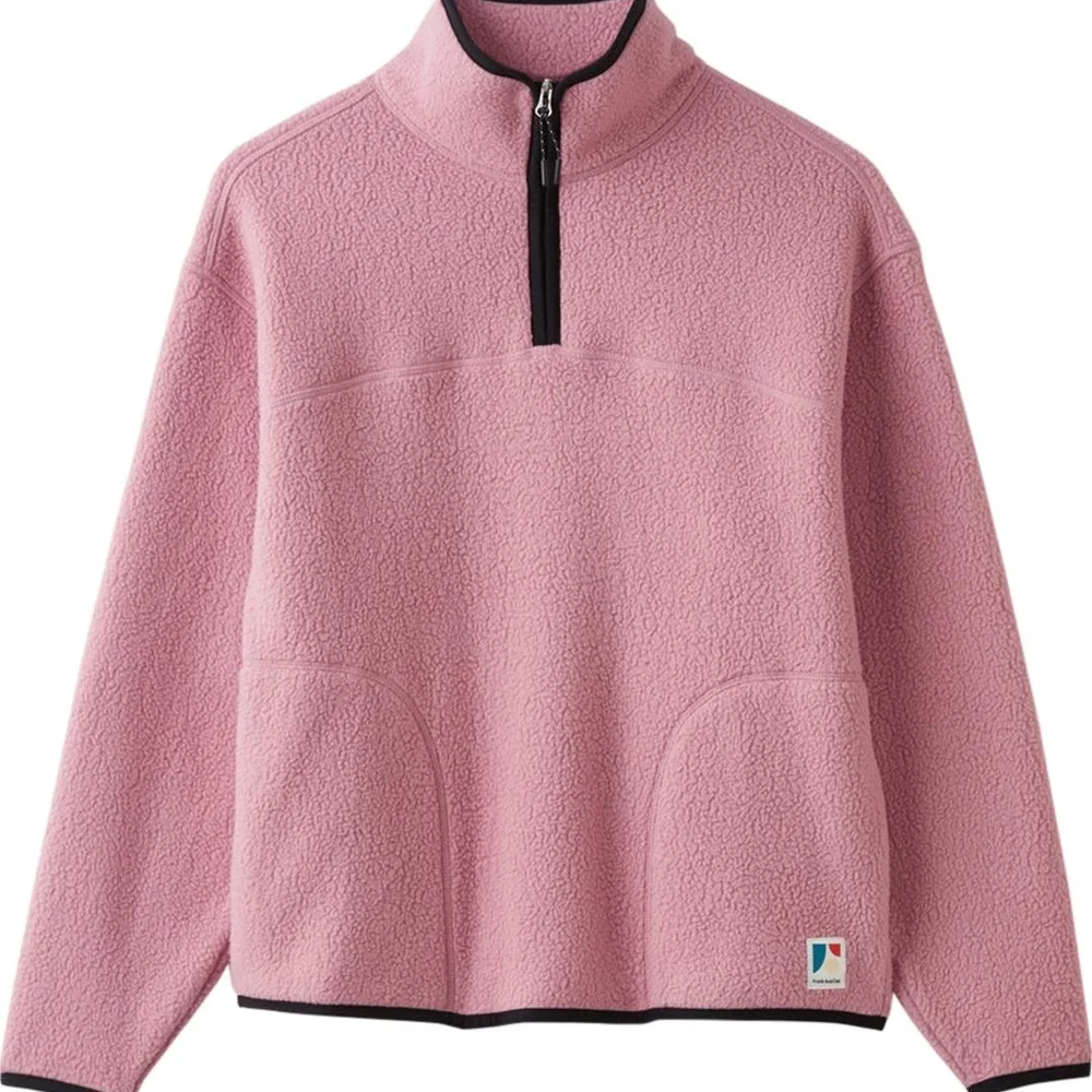 Frank & Oak Pink Half-Zip Fleece Pullover Medium - Picture 2 of 9